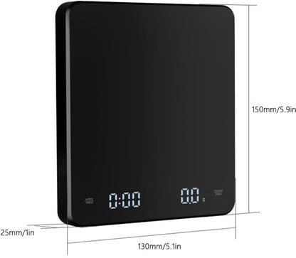 Precision Scale - Barista Scale - Coffee Scale with Timer - Small 3 kg / 0 g Coffee Scale with Gravity Sensor - Rechargeable Kitchen Scale - Barista Essential - High Precision - Black - Image 2