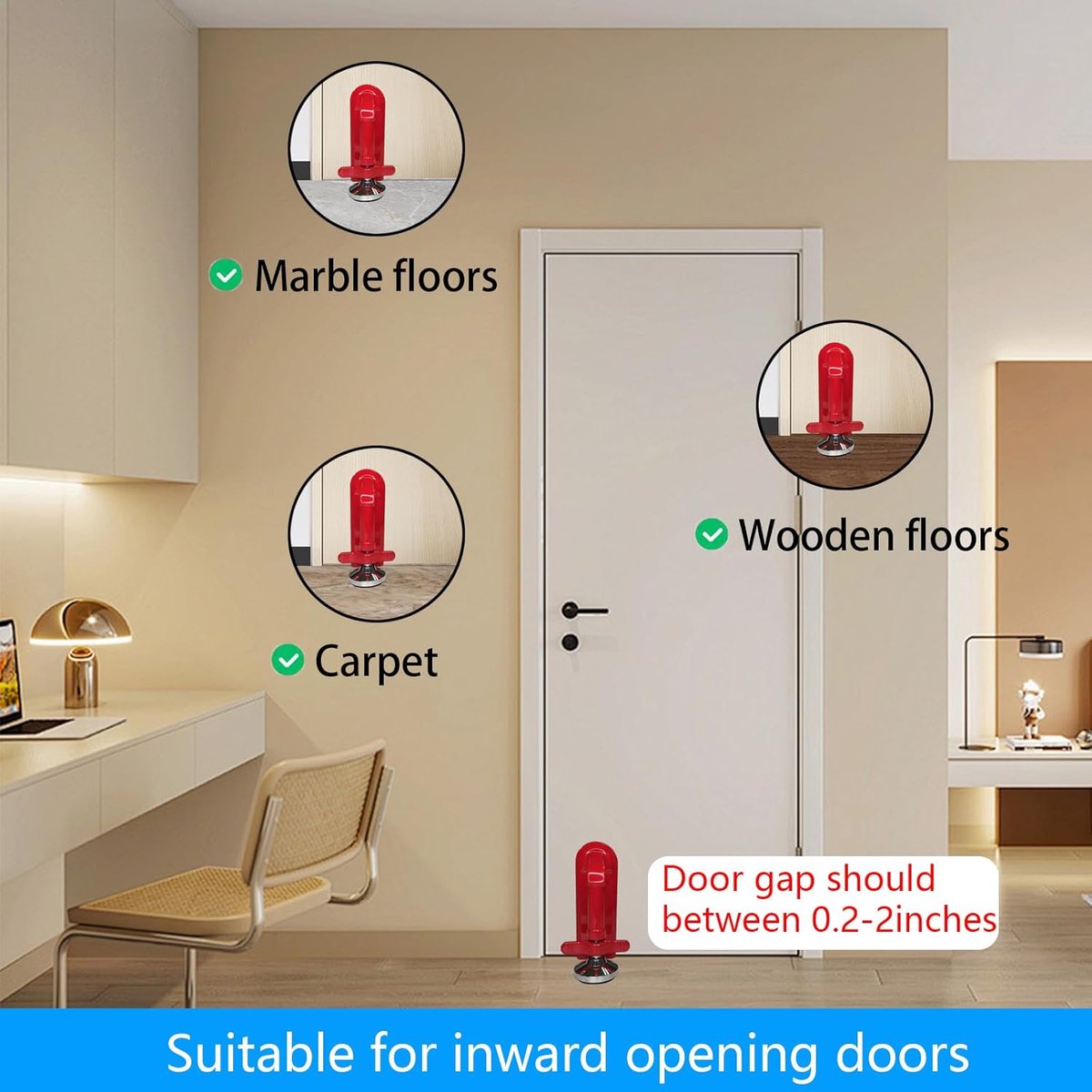 Door security - portable door locks for theft protection while traveling, security for hotel rooms and apartments - drill-free garage door for women and children - peaceful sleep - Image 3