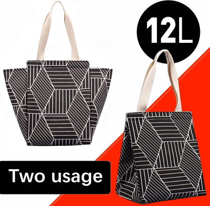 Lunch bag - Insulated bags - Insulated lunch bag for women - Sturdy, foldable and portable lunch bag with wide opening - With interior pockets - Insulated and leakproof cooler - For picnics and beaches for adults (Black Diamond) - Image 2