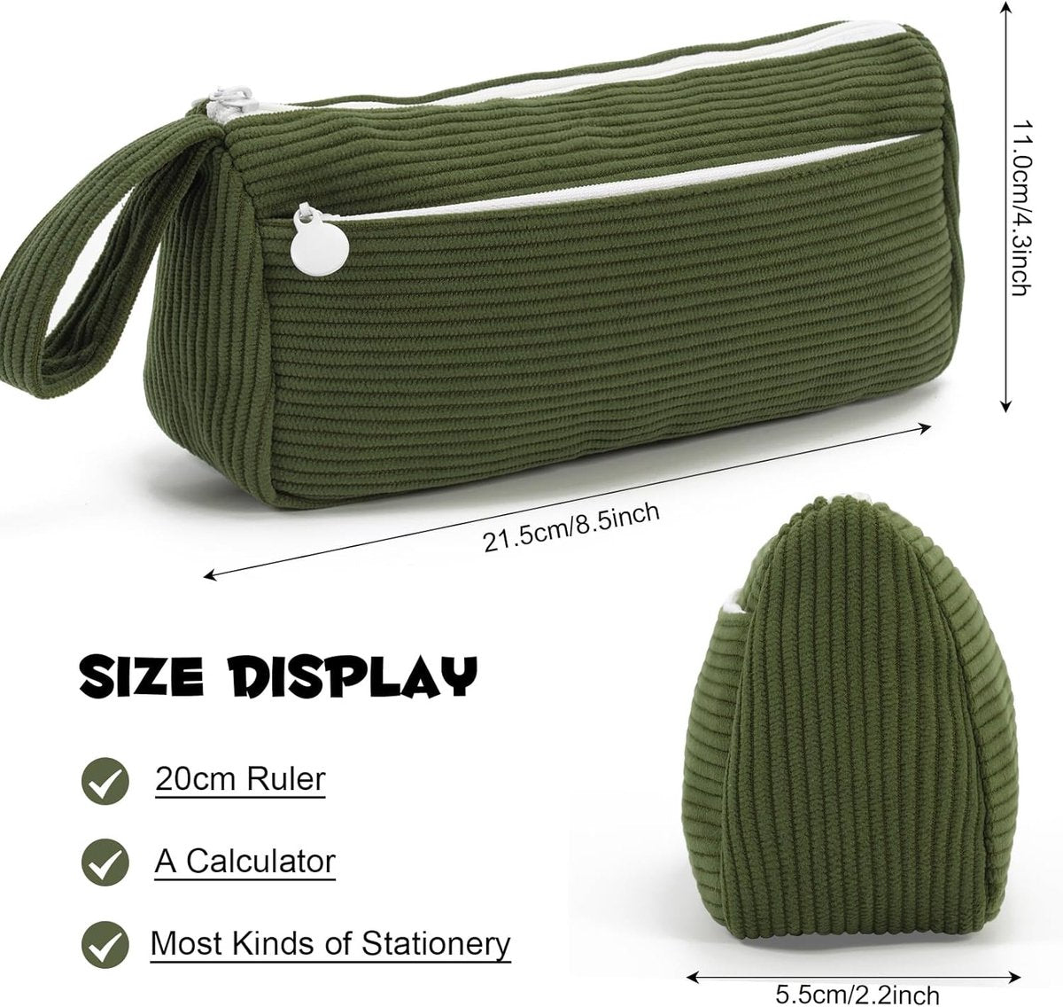 Corduroy pencil case - Pretty pencil case with a practical zipper - Makeup bag - Suitable for school-aged teenagers, boys and girls - Image 5