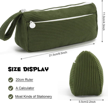 Corduroy pencil case - Pretty pencil case with a practical zipper - Makeup bag - Suitable for school-aged teenagers, boys and girls - Image 5