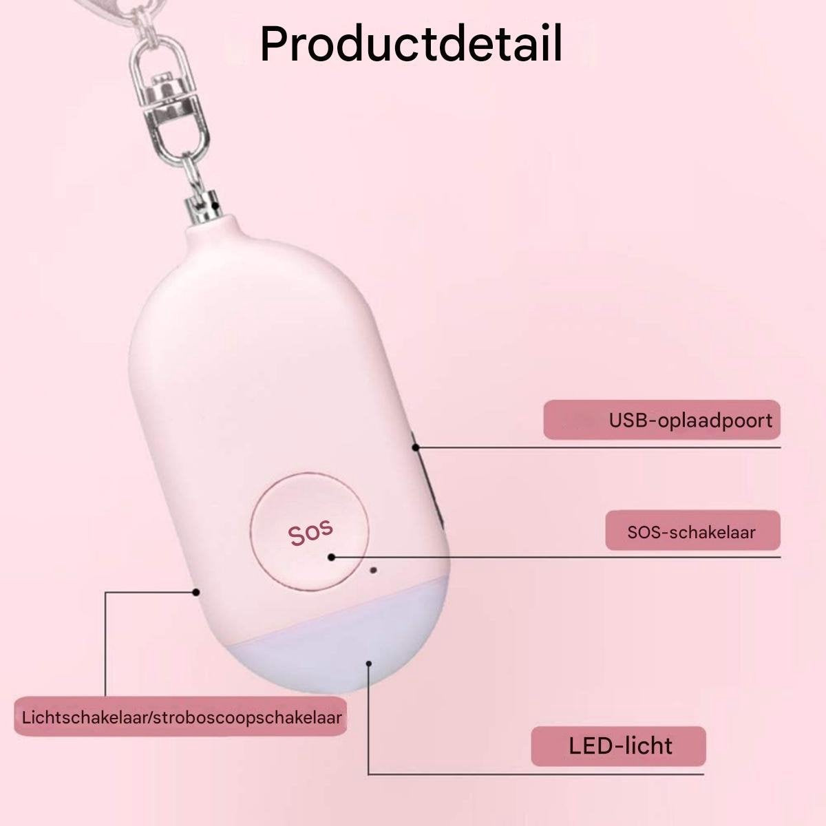 Rechargeable Personal Alarm – Keychain – Personal Alarm – Alarm Keychain – Rechargeable LED Flashlight – Self-Defense Products – Self-Defense Alarm – Personal Alarm – Pink - Image 5