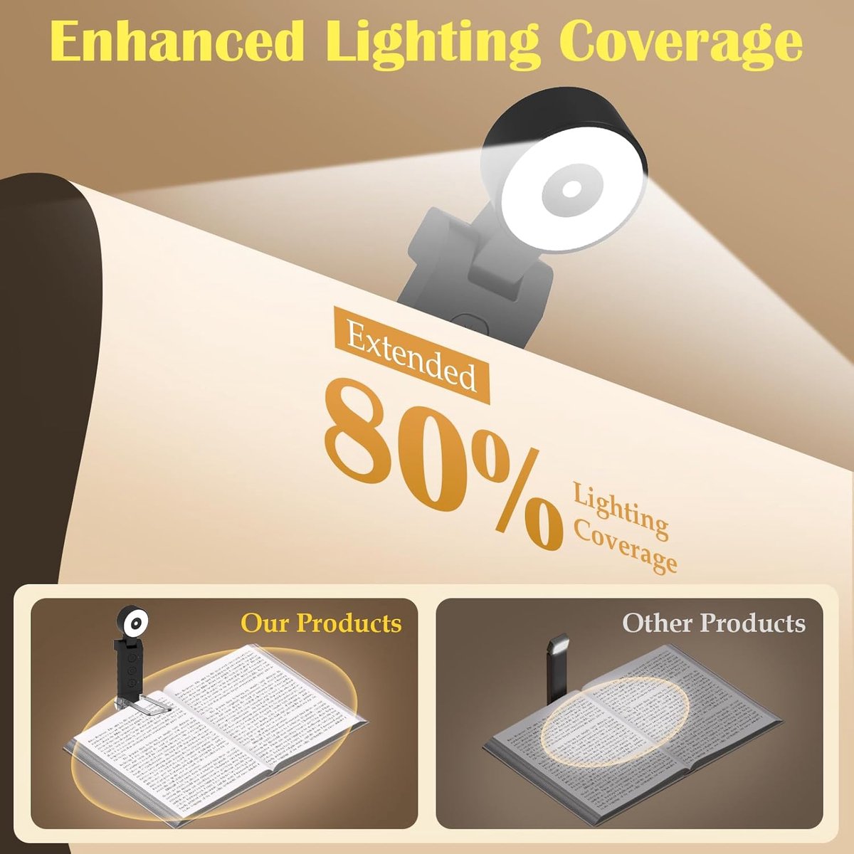 Reading light for books - For bed - With clip - Rechargeable - 5 settings - Bedside lamp - Black - Image 2