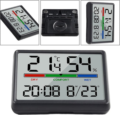 Wekker - Digital Alarm Clock - Weather Station - Room Thermometer - Digital Bathroom Clock - Shower Timer - Kitchen Thermometer - Gym - Bedroom - Kitchen - Office - Christmas Gifts - Black - Image 4