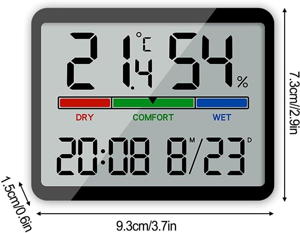 Wekker - Digital Alarm Clock - Weather Station - Room Thermometer - Digital Bathroom Clock - Shower Timer - Kitchen Thermometer - Gym - Bedroom - Kitchen - Office - Christmas Gifts - Black - Image 5