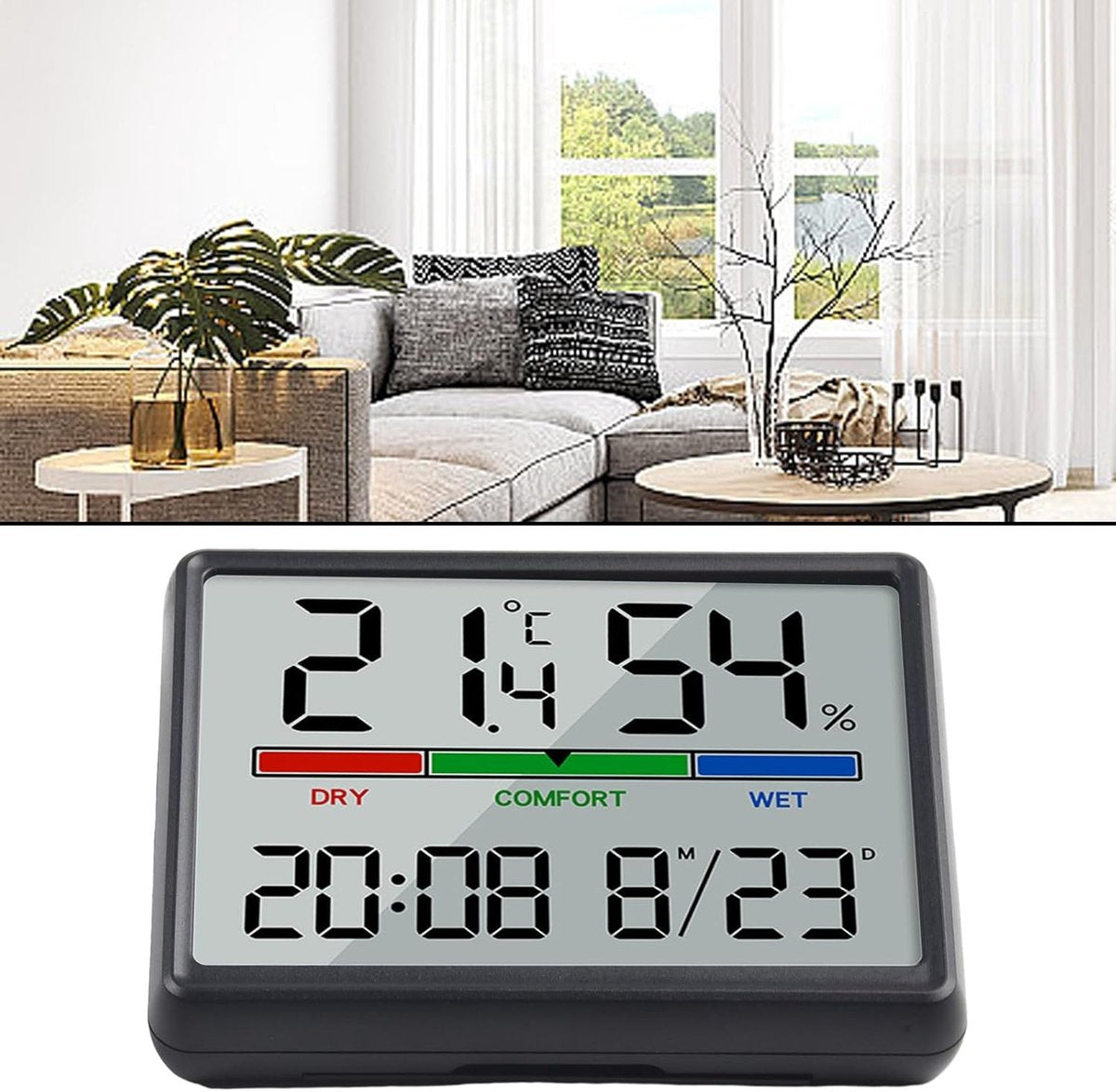 Wekker - Digital Alarm Clock - Weather Station - Room Thermometer - Digital Bathroom Clock - Shower Timer - Kitchen Thermometer - Gym - Bedroom - Kitchen - Office - Christmas Gifts - Wit - Image 3