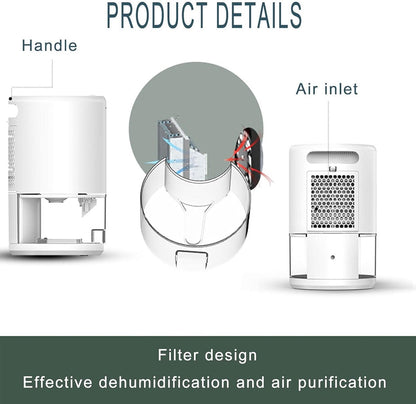 Dehumidifier - Air Dehumidifier - Small Dehumidifier - Smart Sleep Mode - Portable - Ultra Quiet - 3 L/h Dehumidifier - With 1 L Water Tank - Black - Image 6