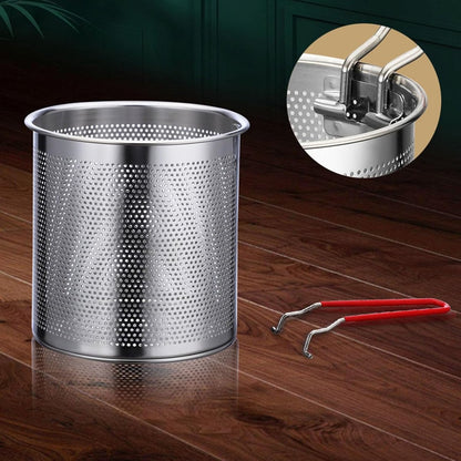 Frying pan - Frying pans - Frying pan set - Stainless steel frying pan with strainer - Portable stainless steel frying pan - Mini shrimp fryer - Small frying basket - Suitable for home cooking - Image 4