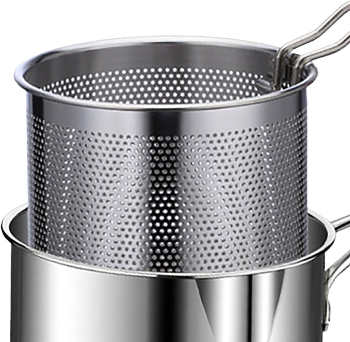 Frying pan - Frying pans - Frying pan set - Stainless steel frying pan with strainer - Portable stainless steel frying pan - Mini shrimp fryer - Small frying basket - Suitable for home cooking - Image 6