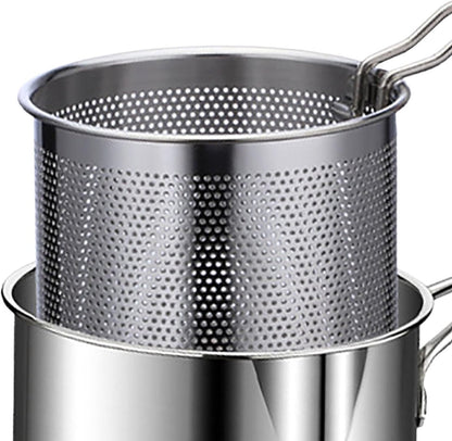 Frying pan - Frying pans - Frying pan set - Stainless steel frying pan with strainer - Portable stainless steel frying pan - Mini shrimp fryer - Small frying basket - Suitable for home cooking - Image 6