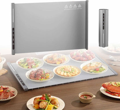 250W roll-up electric hot plate with 8 temperature settings and a 6-hour timer, for buffets, made of waterproof silicone, grey