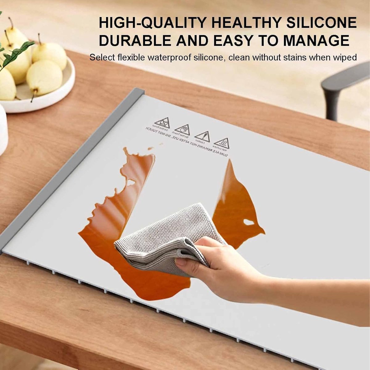 250W roll-up electric hot plate with 8 temperature settings and a 6-hour timer, for buffets, made of waterproof silicone, grey - Image 4