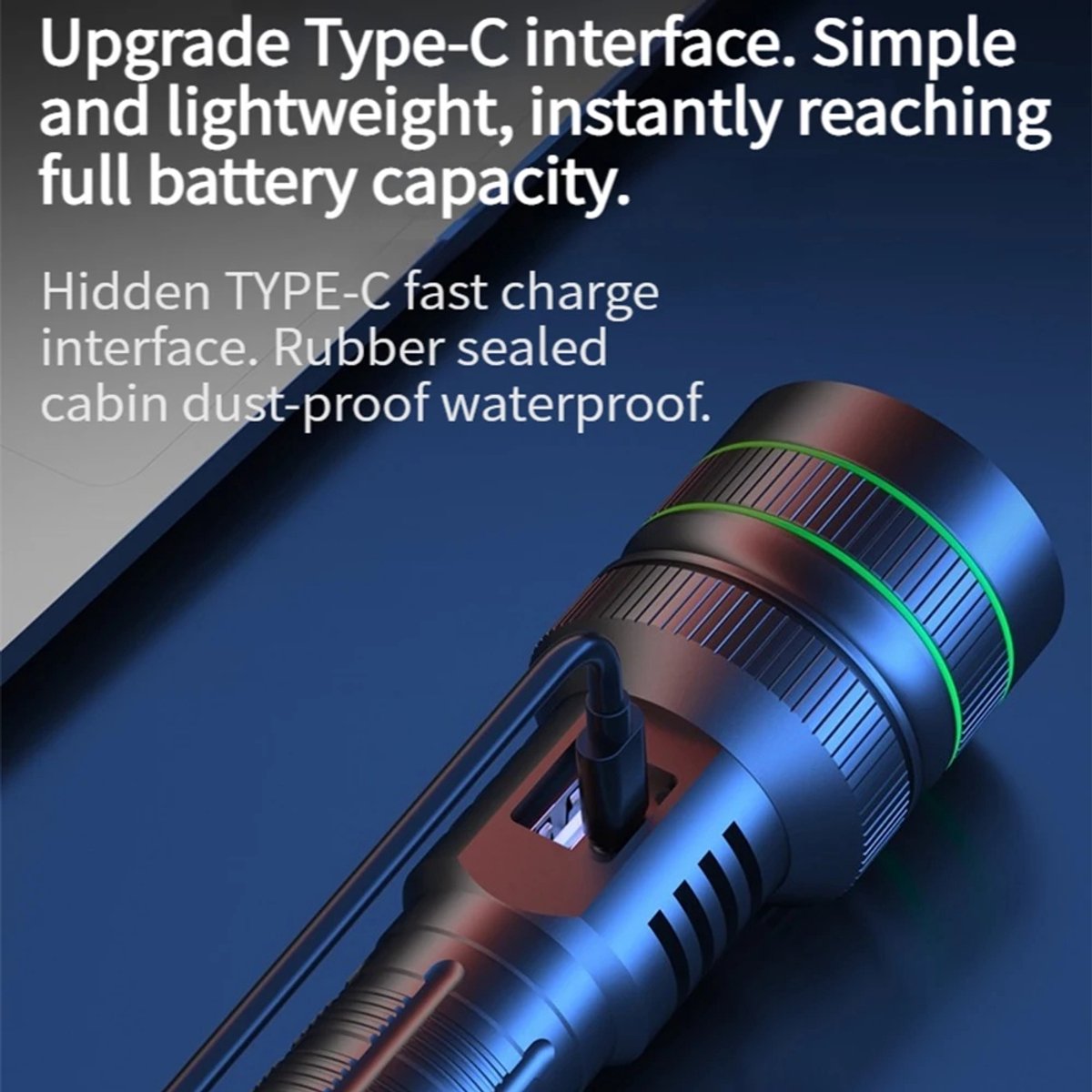 Rechargeable LED Flashlight - Military Flashlight - 5000 lumens - 26650 rechargeable battery - 6 modes - Power bank function - IP67 waterproof - Battery-powered flashlight - Image 5