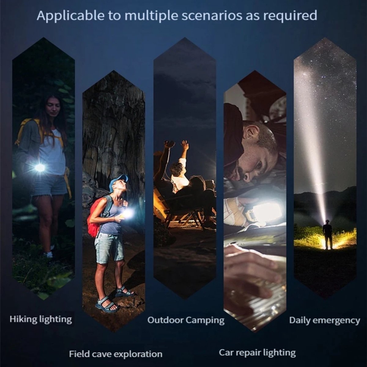 Rechargeable LED Flashlight - Military Flashlight - 5000 lumens - 26650 rechargeable battery - 6 modes - Power bank function - IP67 waterproof - Battery-powered flashlight - Image 7