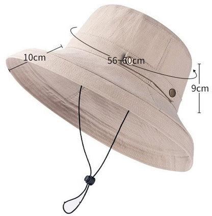 Women's Sun Hat - Katoen Wide Brim - UPF 50+ UV Protection - Foldable Beach Hat - Summer Bucket Hat - Travel Button Closure - Beige - One Size - Image 6