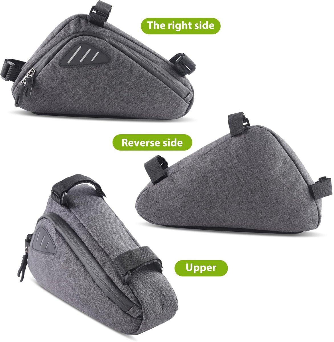 Bicycle pannier - Bicycle frame bag - Waterproof bicycle bag - Triangular bicycle frame bag - Mountain bike and road bike accessories, large capacity - Grijs - Image 2