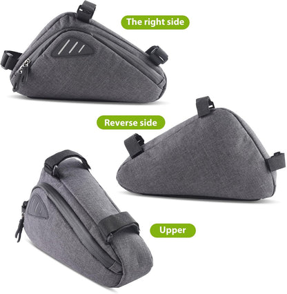 Bicycle pannier - Bicycle frame bag - Waterproof bicycle bag - Triangular bicycle frame bag - Mountain bike and road bike accessories, large capacity - Grijs - Image 2