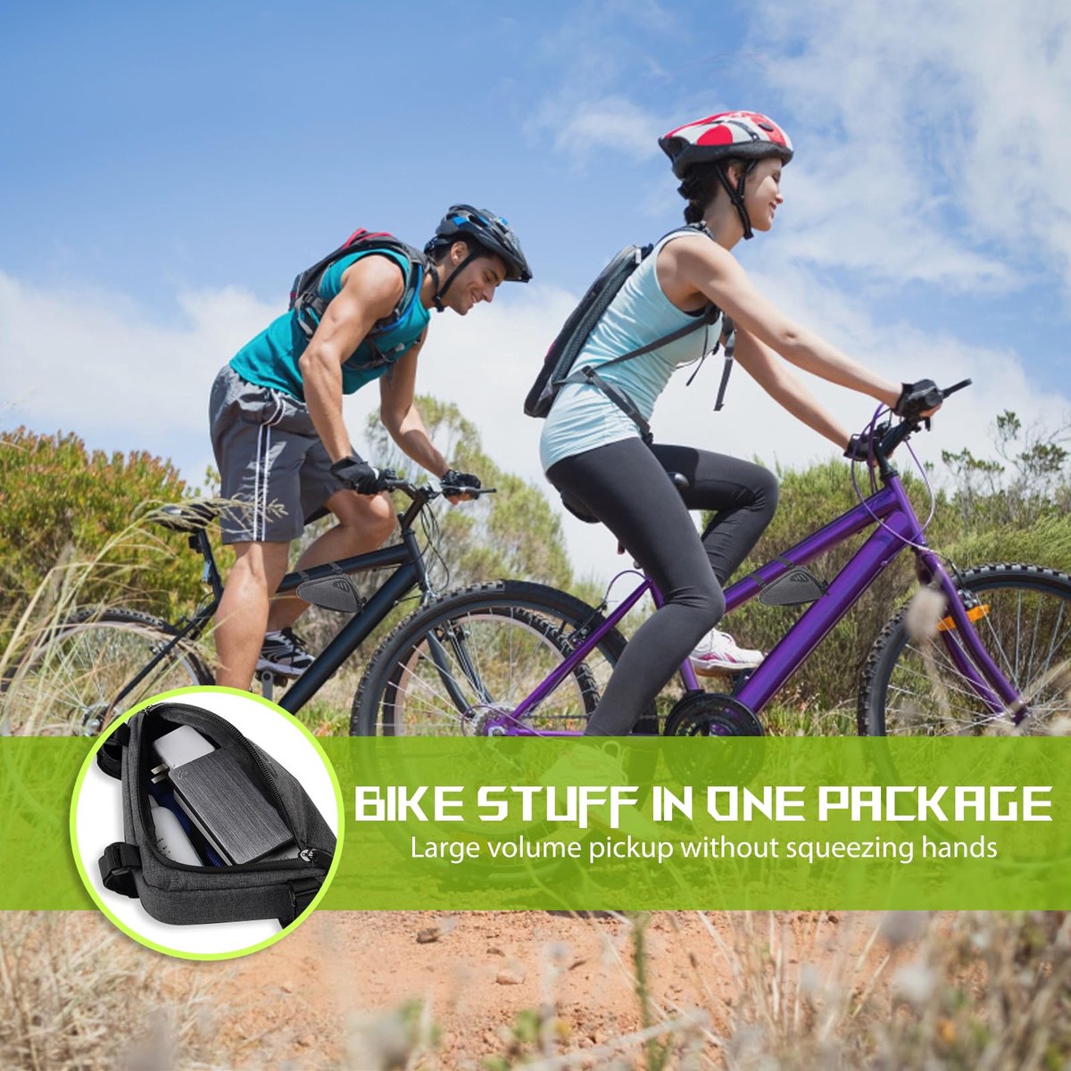 Bicycle pannier - Bicycle frame bag - Waterproof bicycle bag - Triangular bicycle frame bag - Mountain bike and road bike accessories, large capacity - Grijs - Image 5