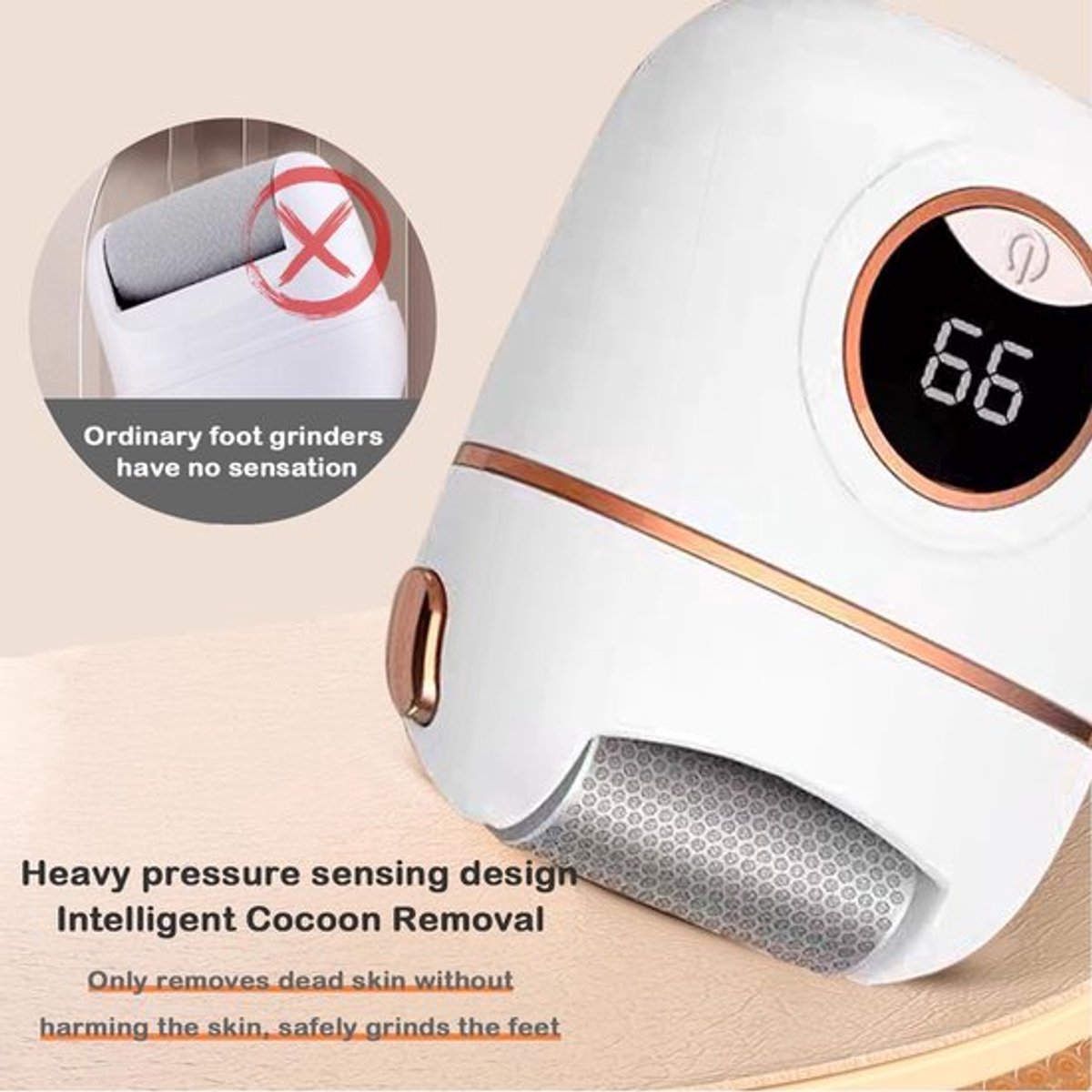 Electric Foot File - Removes Calluses and Dead Skin - Powerful Exfoliation - Built-in LED Light - Regenerative Exfoliation - Removes Calluses and Hard Skin - Wit - Image 4