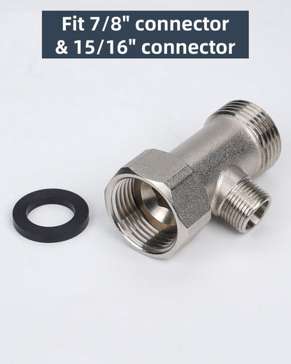 Bidet T-adapter, Metal T-valve for bidet (7/8" x 7/8" x 3/8") or (15/16" x 15/16" x 9/16"), 3-way T-connector for bidet and toilet - Image 6