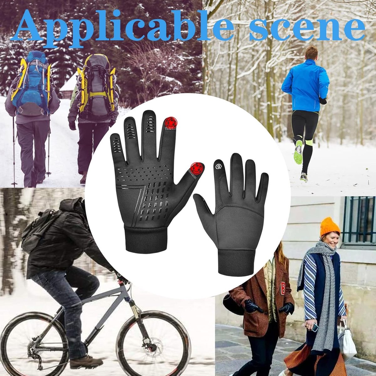 Gloves - Winter Gloves - Sports Gloves - Waterproof Gloves - Cycling Gloves - Touchscreen Gloves - Warm - Windproof - Waterproof and Non-Slip - Suitable for Men and Women - Outdoor Walking - Camping - Running - Cycling - Image 2