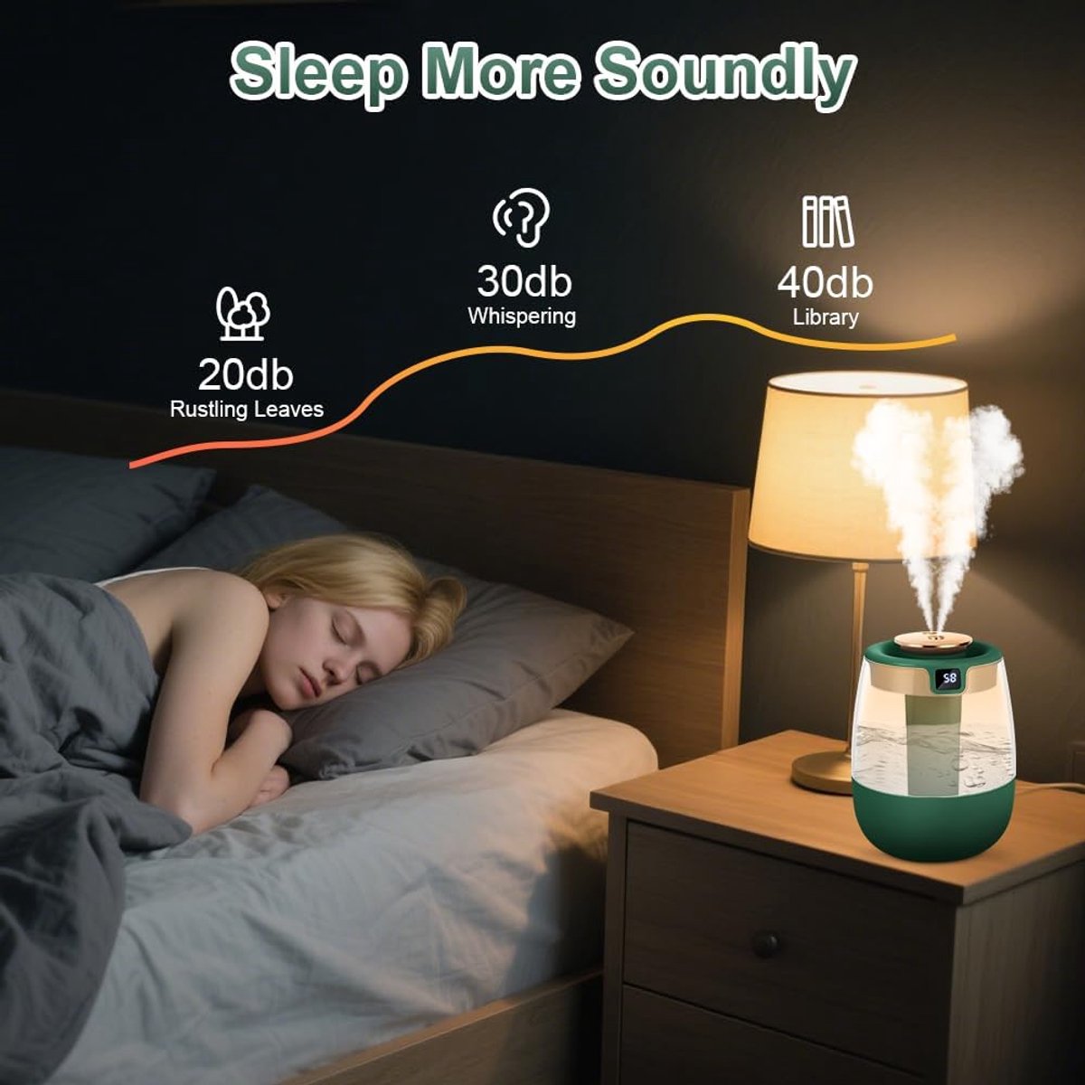 Humidifiers - Bedroom humidifier - Mini humidifier - Children's room humidifier - Humidifier with hygrometer - Humidifier with night light for bedroom - Children's room - Plants - Vegetables - Image 4
