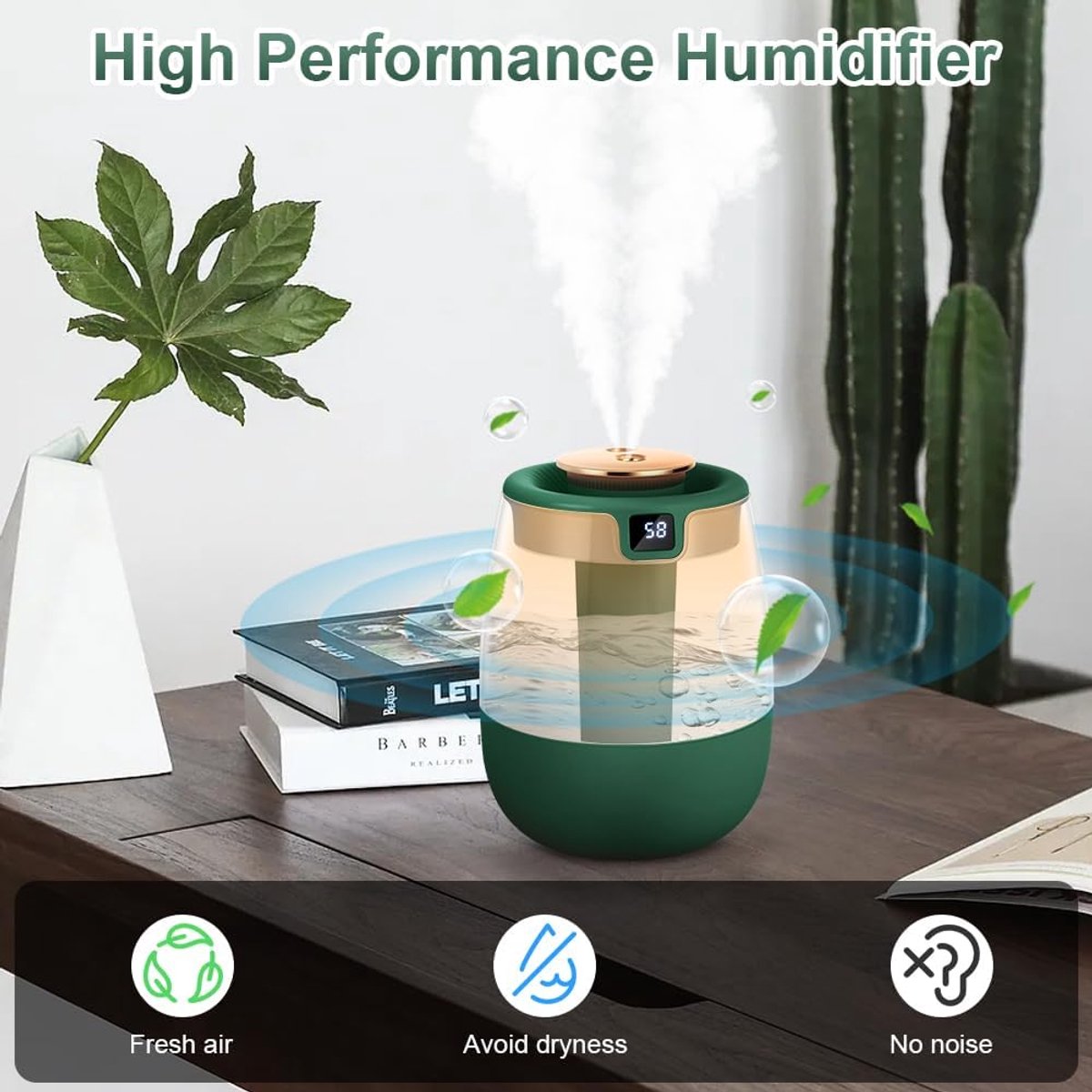 Humidifiers - Bedroom humidifier - Mini humidifier - Children's room humidifier - Humidifier with hygrometer - Humidifier with night light for bedroom - Children's room - Plants - Vegetables - Image 5