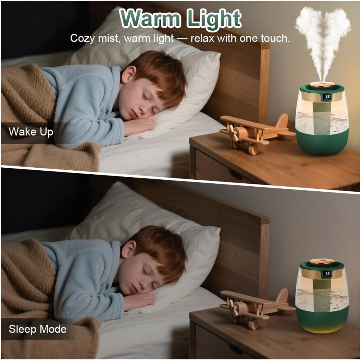 Humidifiers - Bedroom humidifier - Mini humidifier - Children's room humidifier - Humidifier with hygrometer - Humidifier with night light for bedroom - Children's room - Plants - Vegetables - Image 7