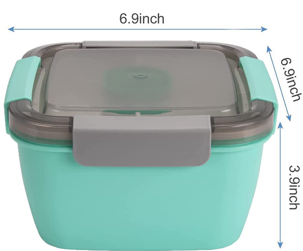 Lunch box - Compartmentalized lunch box - Bento box - Salad lunch box - Salad bowl lunch box - Fruit box for school, work, picnics and travel - 1500 ml 17.4 x 17.4 x 9.6 cm - Vegetables - Image 5