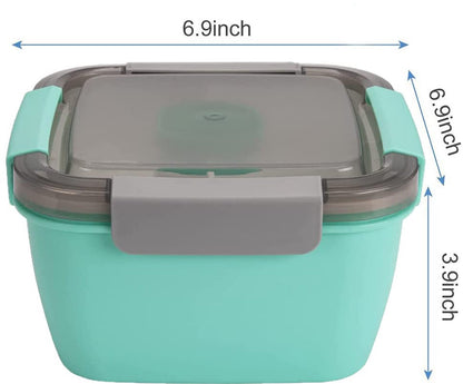 Lunch box - Compartmentalized lunch box - Bento box - Salad lunch box - Salad bowl lunch box - Fruit box for school, work, picnics and travel - 1500 ml 17.4 x 17.4 x 9.6 cm - Vegetables - Image 5