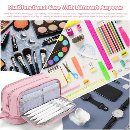 Pencil Case - Pencil Case - Pencil Case for Boys and Girls - Multifunctional Compartment Pencil Case - School Supplies - 22x11x9.5cm - Pink - Image 3