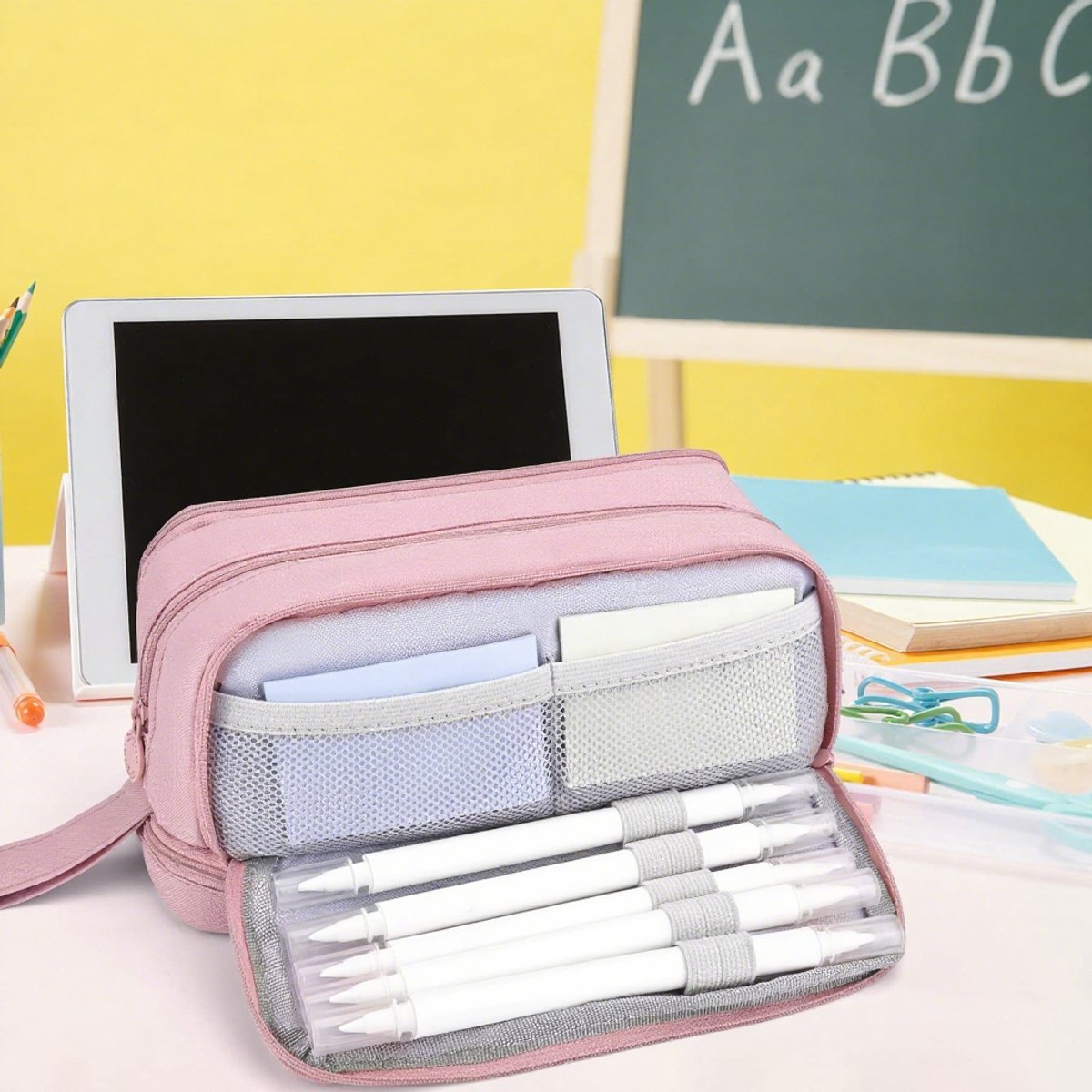 Pencil Case - Pencil Case - Pencil Case for Boys and Girls - Multifunctional Compartment Pencil Case - School Supplies - 22x11x9.5cm - Pink - Image 6