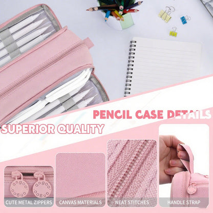 Pencil Case - Pencil Case - Pencil Case for Boys and Girls - Multifunctional Compartment Pencil Case - School Supplies - 22x11x9.5cm - Pink - Image 7