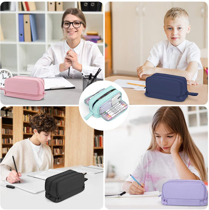 Pencil case - Pencil case - Pencil case for boys and girls - Multifunctional pencil case with compartments - School supplies - 22x11x9.5cm - Black - Image 7