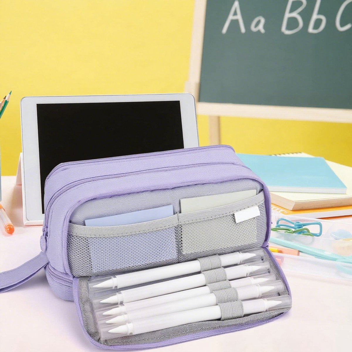 Pencil Case - Pencil Case - Pencil Case for Boys and Girls - Multifunctional Compartment Pencil Case - School Supplies - 22x11x9.5cm - Purple - Image 6