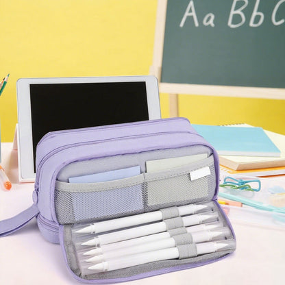 Pencil Case - Pencil Case - Pencil Case for Boys and Girls - Multifunctional Compartment Pencil Case - School Supplies - 22x11x9.5cm - Purple - Image 6