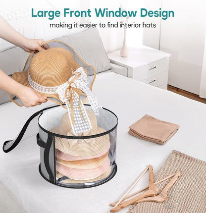 Storage Box - Extra Large Clear Hat Storage Bag - Holds up to 7 Hats - Cowboy Hat Wardrobe Storage Bag - Wide Brim Hat Box with Handle - (Grey) - Image 2