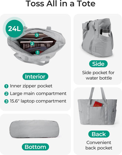 Women's Handbags - Women's Shoulder Bags - Women's Zippered Tote Bags - Large Shoulder Bags - Crossbody Bags - Women's Bags - Beach Bags - Yoga/Fitness/Travel Bags - Grijs - Image 3