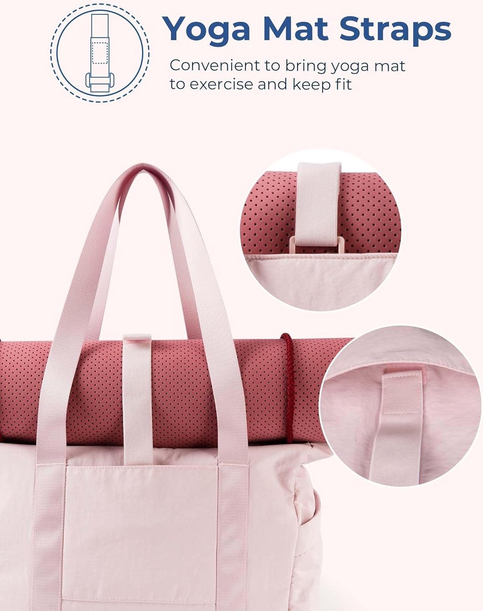 Women's Handbags - Zippered Tote Bag - Large Shoulder Bag - School Bag - Crossbody Bag - Laptop Bag - Handbag - Tote Bag - Weekend Bag - Shopping Bag - Beach Bag - Yoga/Fitness/Travel Bag - Pink - Image 5