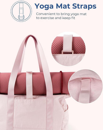 Women's Handbags - Zippered Tote Bag - Large Shoulder Bag - School Bag - Crossbody Bag - Laptop Bag - Handbag - Tote Bag - Weekend Bag - Shopping Bag - Beach Bag - Yoga/Fitness/Travel Bag - Pink - Image 5