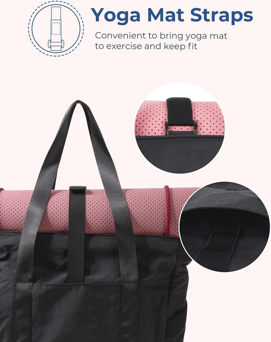 Women's Handbags - Zippered Tote Bag - Large Shoulder Bag - School Bag - Crossbody Bag - Laptop Bag - Handbag - Tote Bag - Weekend Bag - Shopping Bag - Beach Bag - Yoga/Fitness/Travel Bag - Black - Image 5