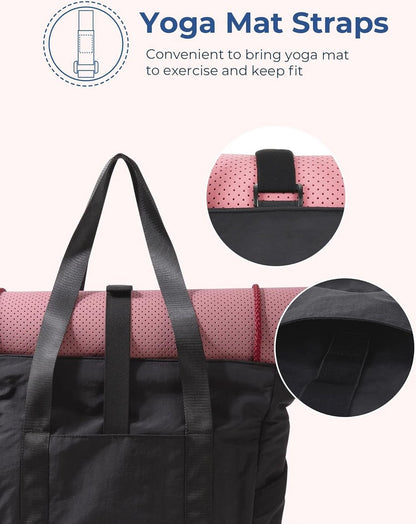 Women's Handbags - Zippered Tote Bag - Large Shoulder Bag - School Bag - Crossbody Bag - Laptop Bag - Handbag - Tote Bag - Weekend Bag - Shopping Bag - Beach Bag - Yoga/Fitness/Travel Bag - Black - Image 5
