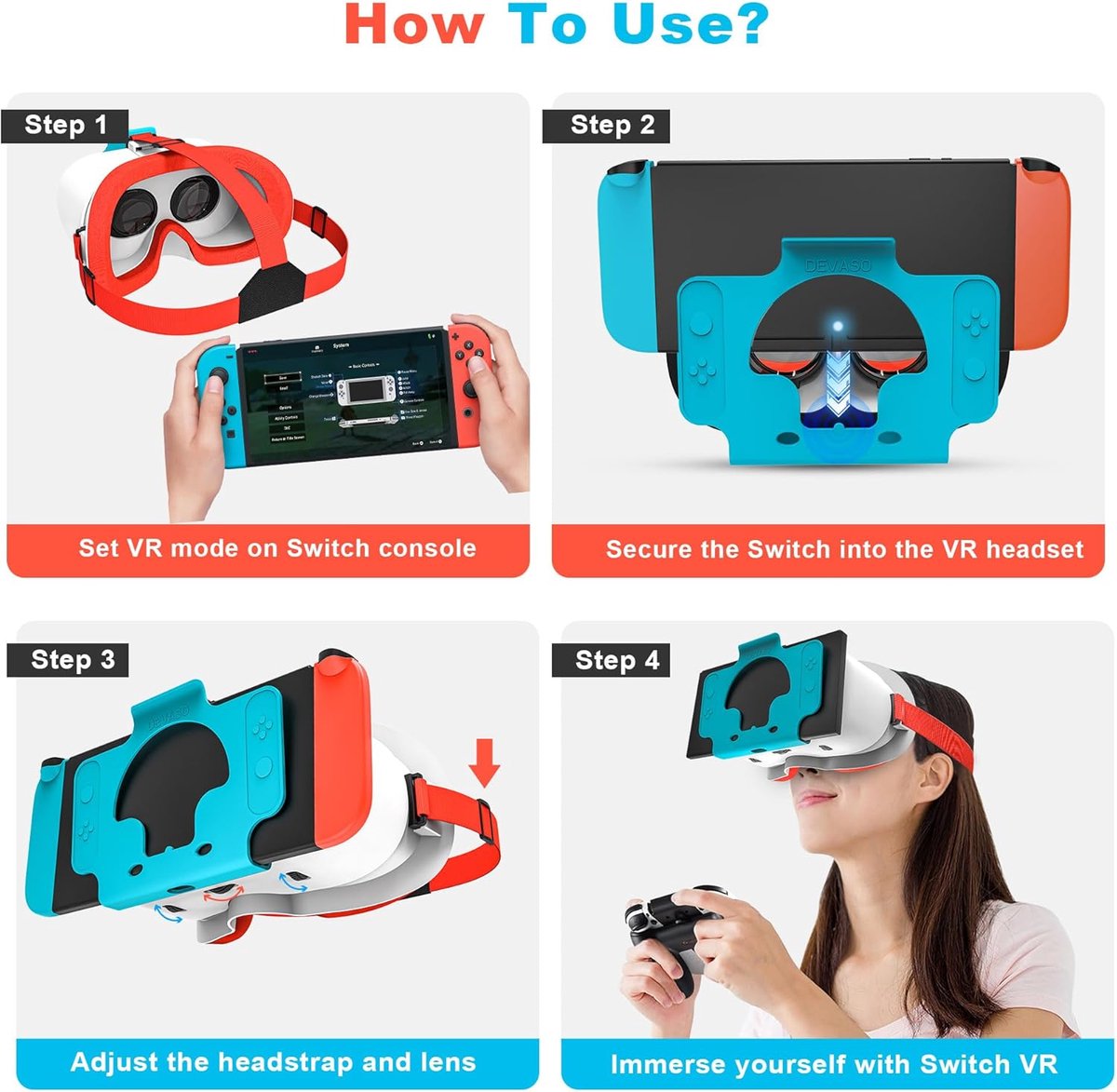 Compatible with Nintendo Switch VR headsets and OLED models, VR virtual reality glasses with adjustable HD lenses, comfortable headband, suitable for Nintendo Switch OLED VR 3D gaming glasses, suitable for boys - Image 3