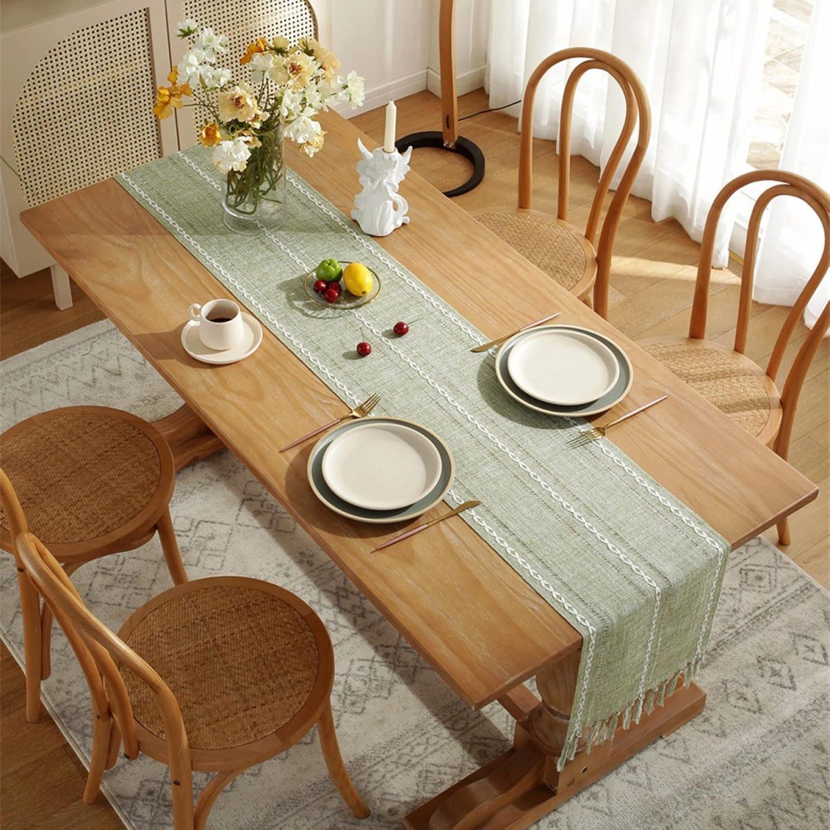 Striped Woven Table Runner - Embroidered Woven Table Runner with Tassels - Bohemian Style Striped Woven Table Runner - For Parties, Christmas, Kitchen, Dinner, Birthday Table Decorations - 33 x 305 cm - Image 3