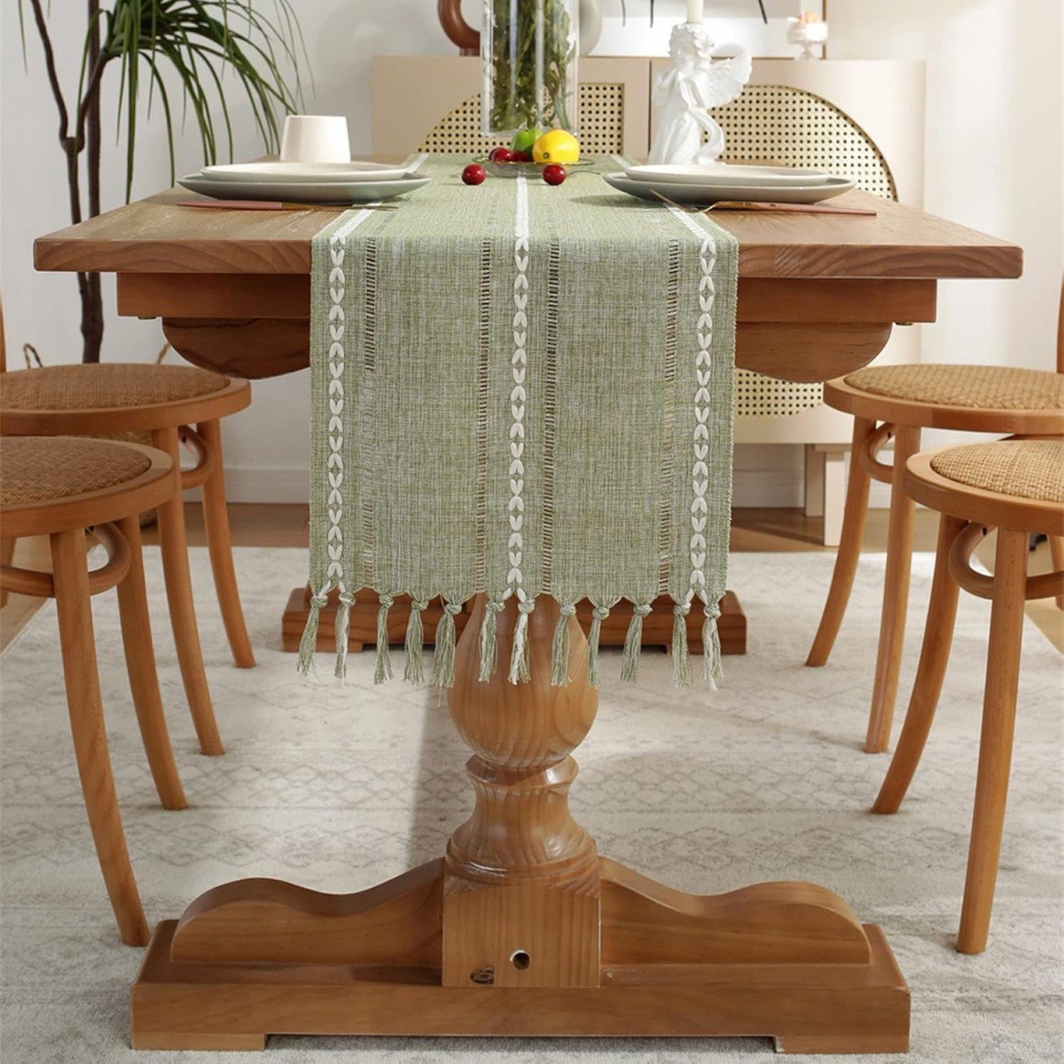 Striped Woven Table Runner - Embroidered Woven Table Runner with Tassels - Bohemian Style Striped Woven Table Runner - For Parties, Christmas, Kitchen, Dinner, Birthday Table Decorations - 33 x 305 cm - Image 5