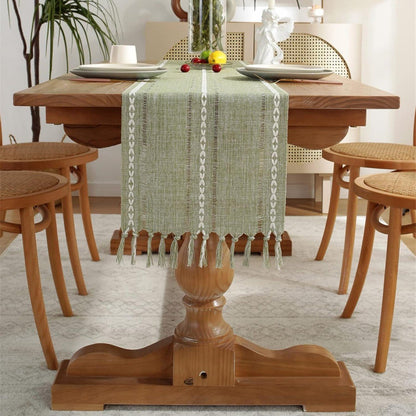 Striped Woven Table Runner - Embroidered Woven Table Runner with Tassels - Bohemian Style Striped Woven Table Runner - For Parties, Christmas, Kitchen, Dinner, Birthday Table Decorations - 33 x 305 cm - Image 5