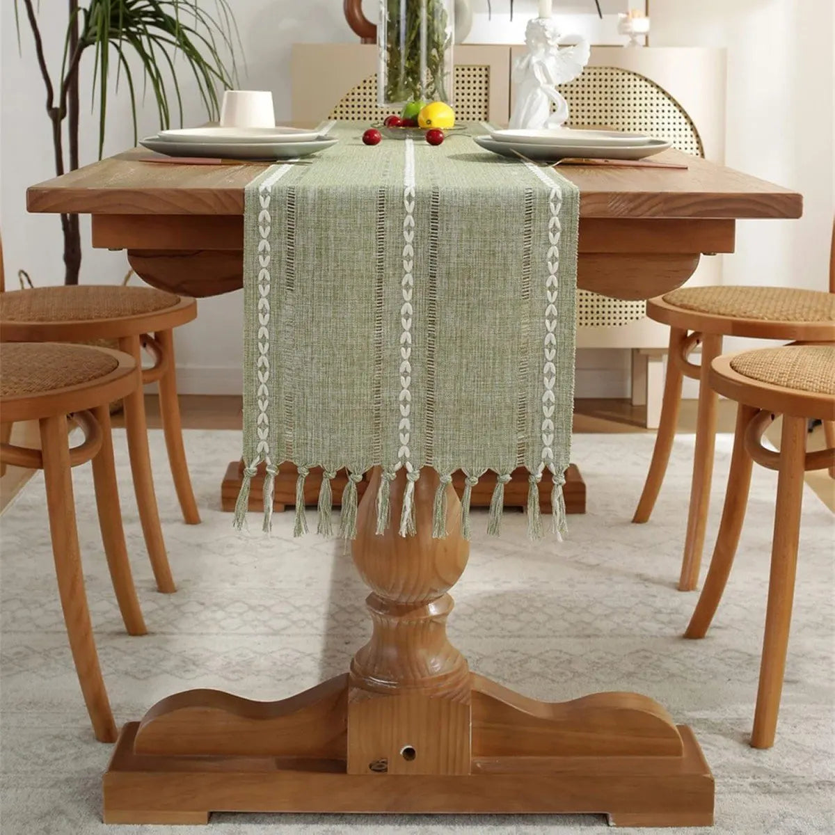 Striped Woven Table Runner - Embroidered Woven Table Runner with Tassels - Bohemian Style Striped Woven Table Runner - For Parties, Christmas, Kitchen, Dinner, Birthday Table Decorations - 33 x 305 cm - Image 5