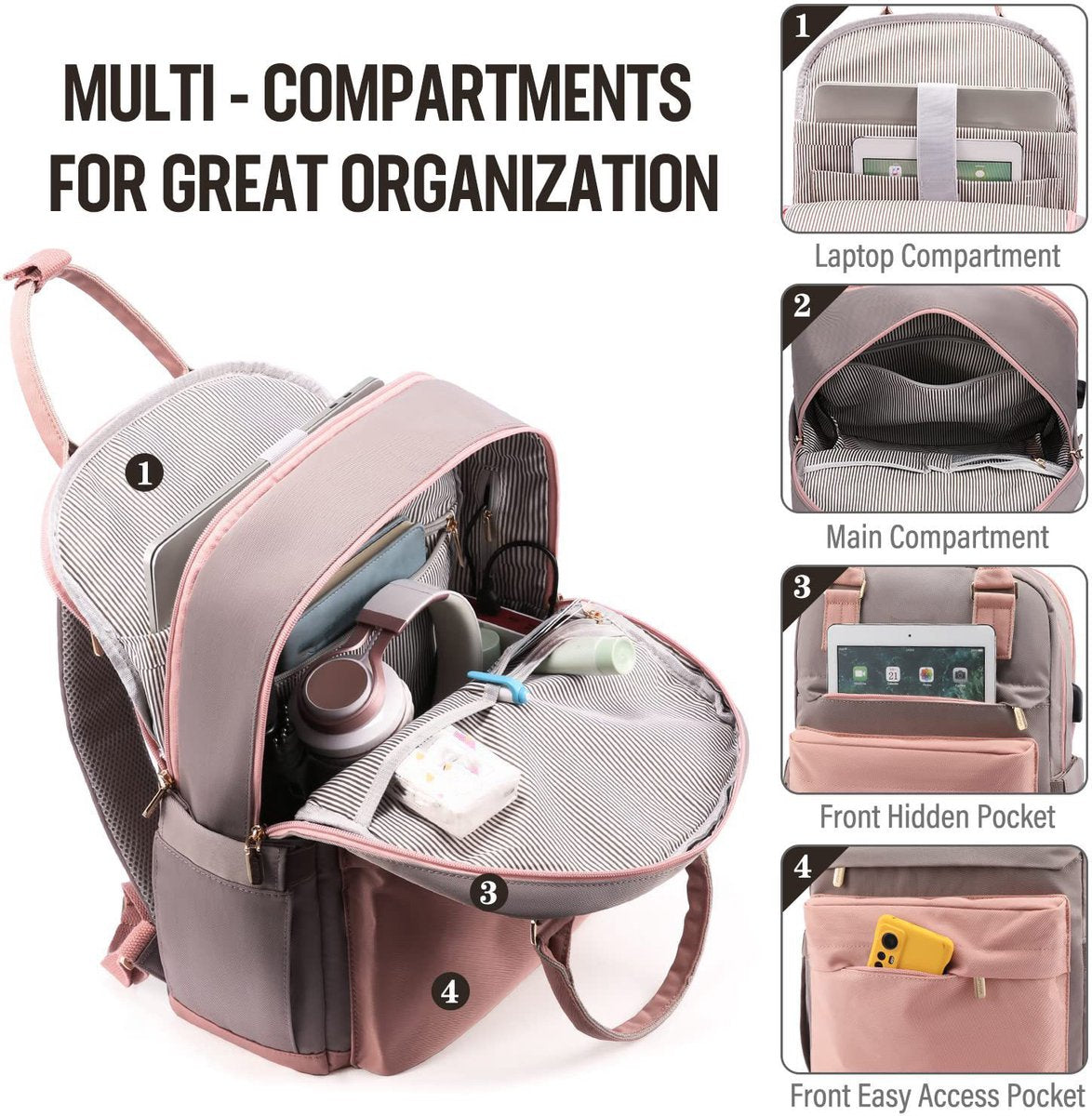 Nieuwe 2025 Backpack - 40L Travel Bag - Maximum Capacity - Laptop Backpack - School Backpack - For School and University Trips - Pink/Grey - Image 3