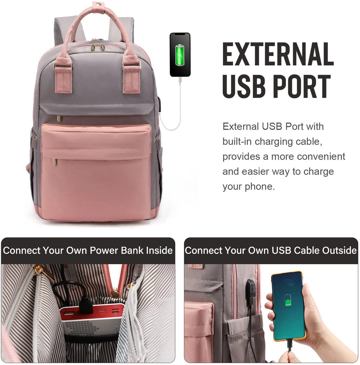 Nieuwe 2025 Backpack - 40L Travel Bag - Maximum Capacity - Laptop Backpack - School Backpack - For School and University Trips - Pink/Grey - Image 5