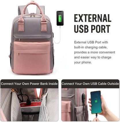 Nieuwe 2025 Backpack - 40L Travel Bag - Maximum Capacity - Laptop Backpack - School Backpack - For School and University Trips - Pink/Grey - Image 5